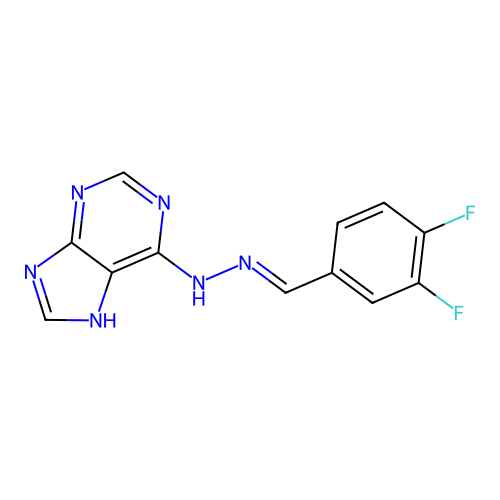 (E)-6-(2-(3,4-difluorobenzylidene)hydrazinyl)-9H-purine structure