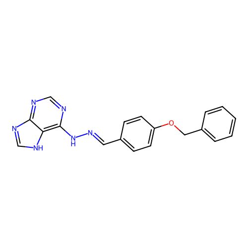 (E)-6-(2-(4-(benzyloxy)benzylidene)hydrazinyl)-9H-purine structure