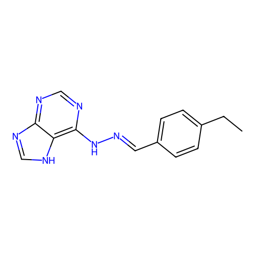 (E)-6-(2-(4-ethylbenzylidene)hydrazinyl)-9H-purine structure