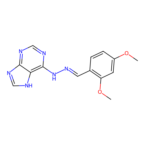 (E)-6-(2-(2,4-dimethoxybenzylidene)hydrazinyl)-9H-purine structure
