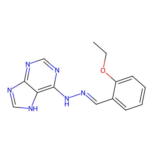 (E)-6-(2-(2-ethoxybenzylidene)hydrazinyl)-9H-purine structure