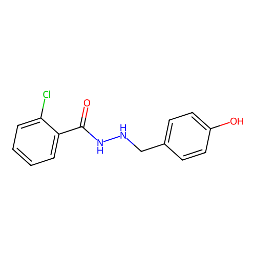 2-chloro-N'-(4-hydroxybenzyl)benzohydrazide structure