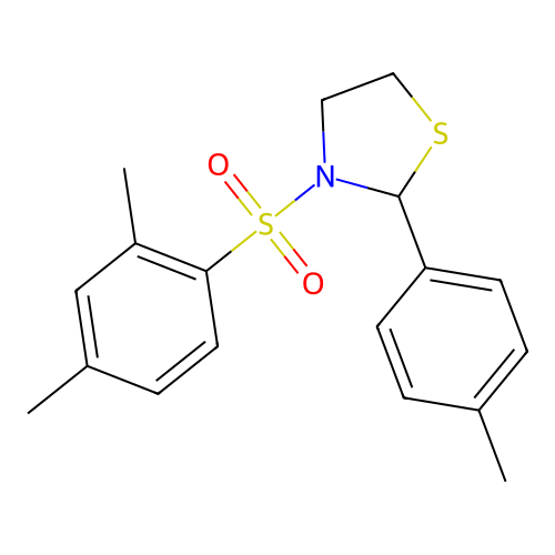 3-[(2,4-Dimethylphenyl)sulfonyl]-2-(4-methylphenyl)-1,3-thiazolidine structure