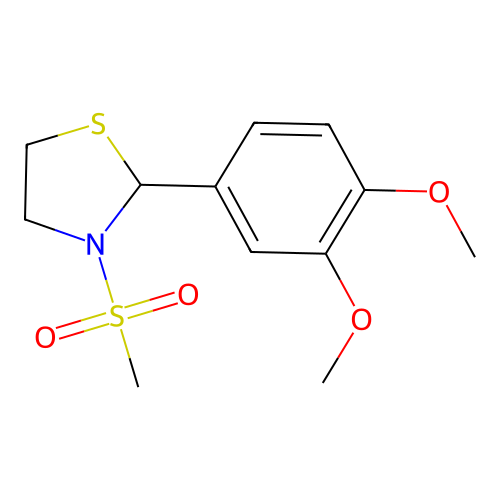 2-(3,4-Dimethoxyphenyl)-3-(methylsulfonyl)-1,3-thiazolidine structure