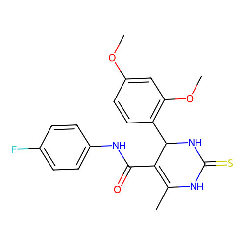 4-(2,4-DIMETHOXYPHENYL)-N-(4-FLUOROPHENYL)-6-METHYL-2-SULFANYLIDENE-1,2,3,4-TETRAHYDROPYRIMIDINE-5-CARBOXAMIDE structure