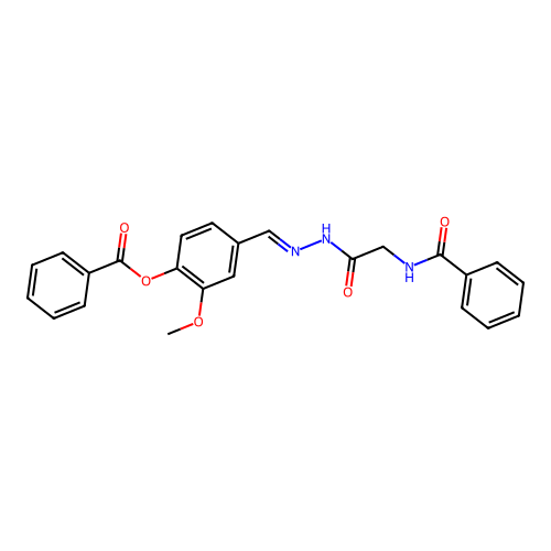 (E)-4-((2-(2-benzamidoacetyl)hydrazono)methyl)-2-methoxyphenyl benzoate structure