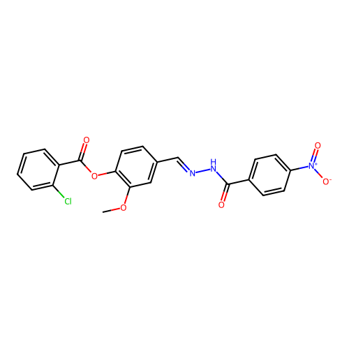 2-Methoxy-4-(2-(4-nitrobenzoyl)carbohydrazonoyl)phenyl 2-chlorobenzoate structure