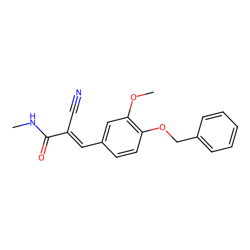3-[4-(benzyloxy)-3-methoxyphenyl]-2-cyano-N-methylprop-2-enamide structure