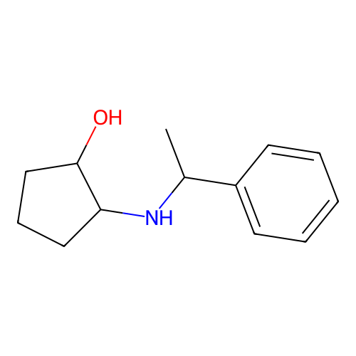 trans-2-(((R)-1-phenylethyl)amino)cyclopentanol structure