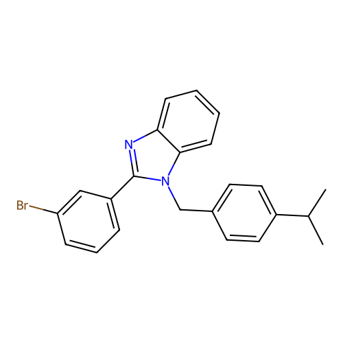 2-(3-bromophenyl)-1-[4-(propan-2-yl)benzyl]-1H-benzimidazole structure