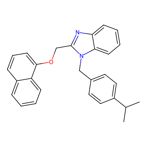 2-[(naphthalen-1-yloxy)methyl]-1-[4-(propan-2-yl)benzyl]-1H-benzimidazole structure