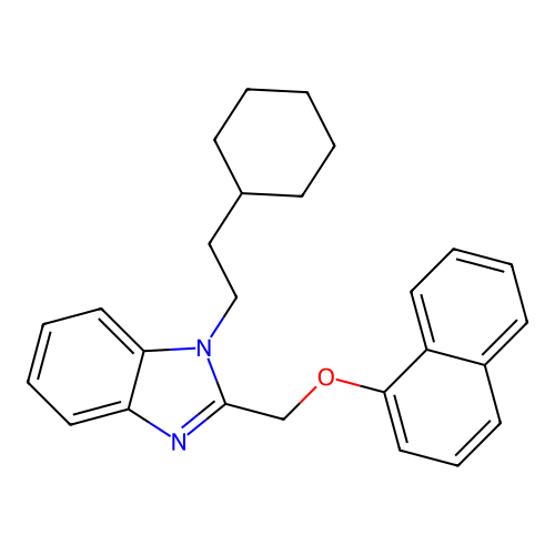 1-(2-cyclohexylethyl)-2-[(naphthalen-1-yloxy)methyl]-1H-benzimidazole structure