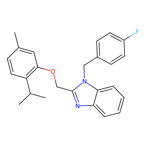1-(4-fluorobenzyl)-2-{[5-methyl-2-(propan-2-yl)phenoxy]methyl}-1H-benzimidazole structure