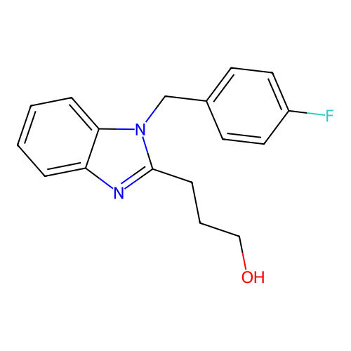 3-[1-[(4-Fluorophenyl)methyl]benzimidazol-2-yl]propan-1-ol structure