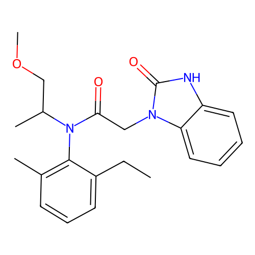 N-(2-ethyl-6-methylphenyl)-N-(1-methoxypropan-2-yl)-2-(2-oxo-2,3-dihydro-1H-1,3-benzodiazol-1-yl)acetamide structure