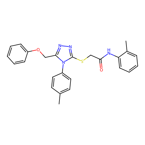 N-(2-methylphenyl)-2-[[4-(4-methylphenyl)-5-(phenoxymethyl)-1,2,4-triazol-3-yl]sulfanyl]acetamide structure