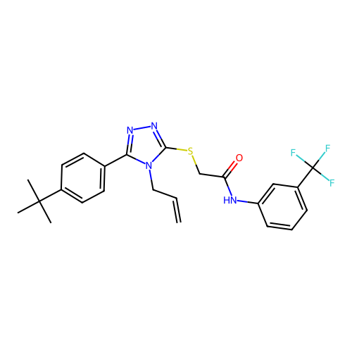 2-{[5-(4-tert-butylphenyl)-4-(prop-2-en-1-yl)-4H-1,2,4-triazol-3-yl]sulfanyl}-N-[3-(trifluoromethyl)phenyl]acetamide structure