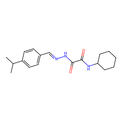 N-cyclohexyl-2-[2-(4-isopropylbenzylidene)hydrazino]-2-oxoacetamide structure