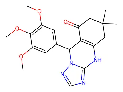 6,6-dimethyl-9-(3,4,5-trimethoxyphenyl)-5,6,7,9-tetrahydro[1,2,4]triazolo[5,1-b]quinazolin-8(4H)-one structure