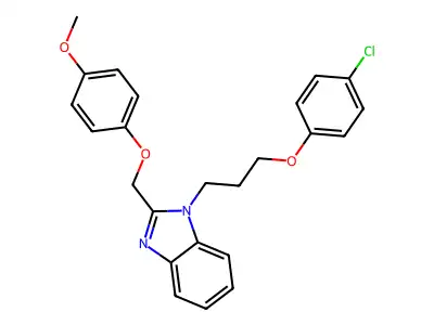1-[3-(4-Chlorophenoxy)propyl]-2-[(4-methoxyphenoxy)methyl]benzimidazole structure