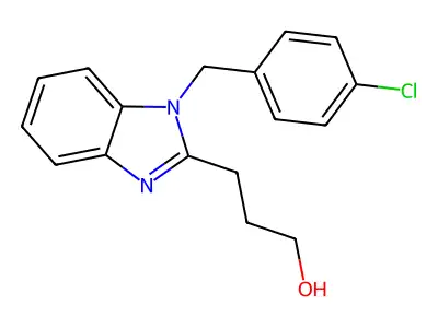 3-[1-[(4-Chlorophenyl)methyl]benzimidazol-2-yl]propan-1-ol structure