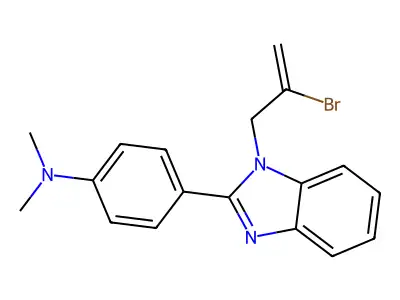 4-[1-(2-bromoprop-2-enyl)benzimidazol-2-yl]-N,N-dimethylaniline structure