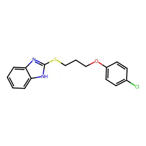 2-((3-(4-chlorophenoxy)propyl)thio)-1H-benzo[d]imidazole structure