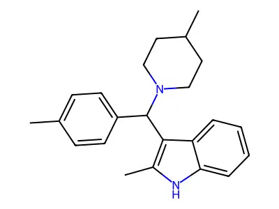 2-methyl-3-((4-methylpiperidin-1-yl)(p-tolyl)methyl)-1H-indole structure