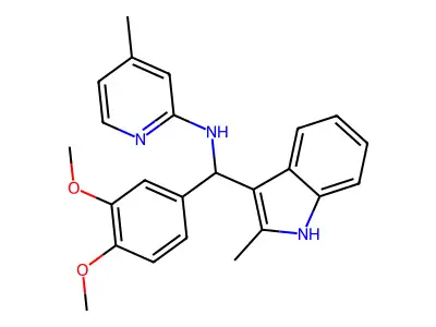 N-[(3,4-dimethoxyphenyl)(2-methyl-1H-indol-3-yl)methyl]-4-methylpyridin-2-amine structure