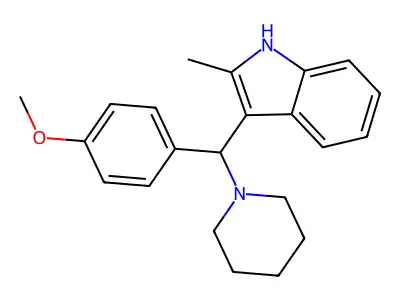3-((4-methoxyphenyl)(piperidin-1-yl)methyl)-2-methyl-1H-indole structure