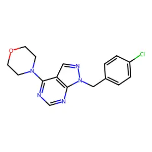 4-[1-[(4-Chlorophenyl)methyl]pyrazolo[3,4-d]pyrimidin-4-yl]morpholine structure