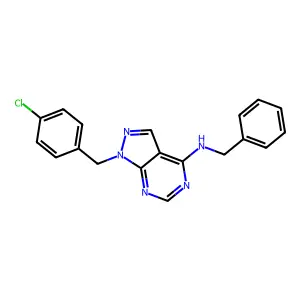 N-benzyl-1-(4-chlorobenzyl)-1H-pyrazolo[3,4-d]pyrimidin-4-amine structure