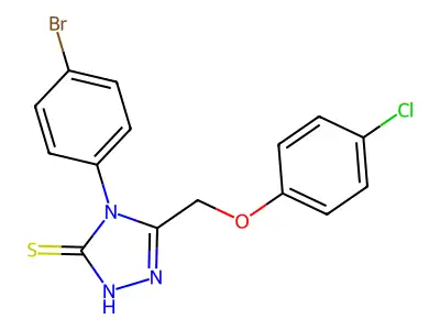 4-(4-bromophenyl)-5-((4-chlorophenoxy)methyl)-4H-1,2,4-triazole-3-thiol structure