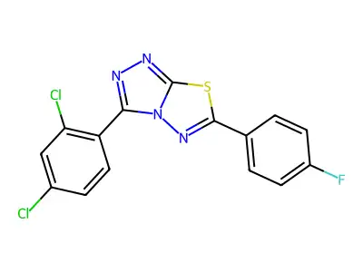 3-(2,4-dichlorophenyl)-6-(4-fluorophenyl)-[1,2,4]triazolo[3,4-b][1,3,4]thiadiazole structure