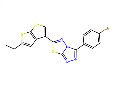 3-(4-bromophenyl)-6-(5-ethylthieno[2,3-b]thiophen-3-yl)-[1,2,4]triazolo[3,4-b][1,3,4]thiadiazole structure