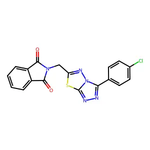 2-((3-(4-chlorophenyl)-[1,2,4]triazolo[3,4-b][1,3,4]thiadiazol-6-yl)methyl)isoindoline-1,3-dione structure
