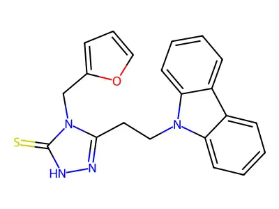 5-(2-Carbazol-9-ylethyl)-4-(2-furylmethyl)-1,2,4-triazole-3-thiol structure
