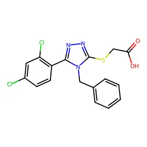 2-{[4-benzyl-5-(2,4-dichlorophenyl)-4H-1,2,4-triazol-3-yl]sulfanyl}acetic acid structure