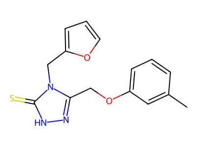 4-(furan-2-ylmethyl)-5-(3-methylphenoxymethyl)-4H-1,2,4-triazole-3-thiol structure