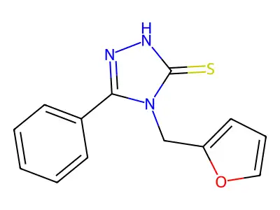 4-(furan-2-ylmethyl)-5-phenyl-4H-1,2,4-triazole-3-thiol structure