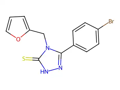 3-(4-bromophenyl)-4-(2-furanylmethyl)-1H-1,2,4-triazole-5-thione structure