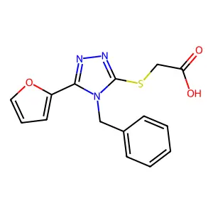 2-{[4-benzyl-5-(furan-2-yl)-4H-1,2,4-triazol-3-yl]sulfanyl}acetic acid structure