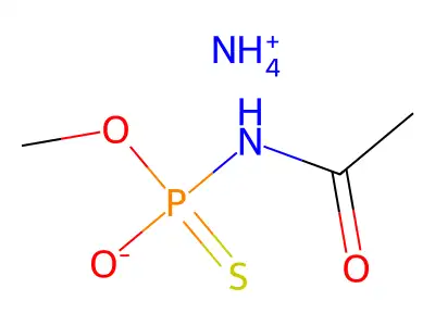Phosphoramidothioic acid, N-acetyl-, O-methyl ester, ammonium salt (1:1) structure