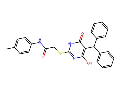 2-[(5-benzhydryl-4-hydroxy-6-oxo-1H-pyrimidin-2-yl)sulfanyl]-N-(4-methylphenyl)acetamide structure
