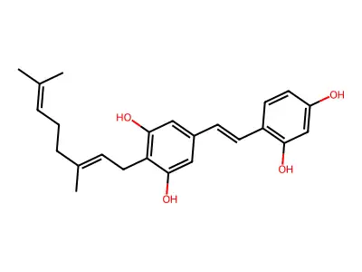 2,4,3',5'-Tetrahydroxy-4'(3,7-di-methyl-2,6-octadienyl)-stilbene structure