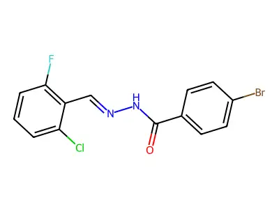 4-bromo-N-[(E)-(2-chloro-6-fluorophenyl)methylideneamino]benzamide structure