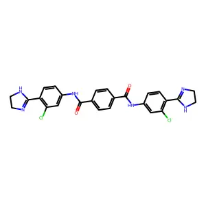 N,N'-Bis[3-chloro-4-(4,5-dihydro-1H-imidazol-2-yl)phenyl]terephthalamide structure