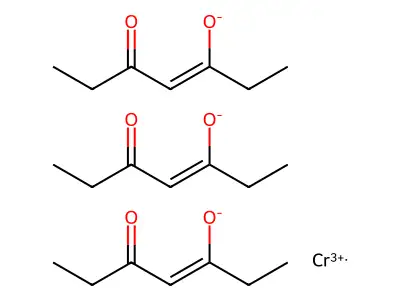 Chromium(3+);tris(5-oxohept-3-en-3-olate) structure