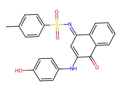 N-[3-(4-hydroxyanilino)-4-oxonaphthalen-1-ylidene]-4-methylbenzenesulfonamide structure