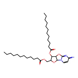 (5-Dodecanoyloxy-10-imino-3,7-dioxa-1,9-diazatricyclo[6.4.0.02,6]dodeca-8,11-dien-4-yl)methyl dodecanoate structure